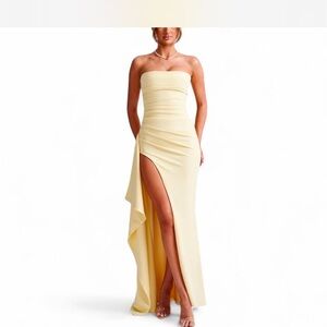 Chic Strapless Cream Evening Dress